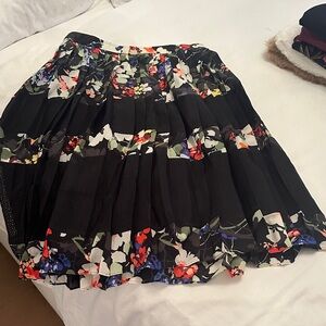 Banana Republic Black Floral A-Line Skirt